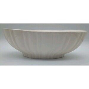 Haeger Oval Pottery Planter Bowl #4020 Off White Cream Ribbed U.S.A Vintage LG